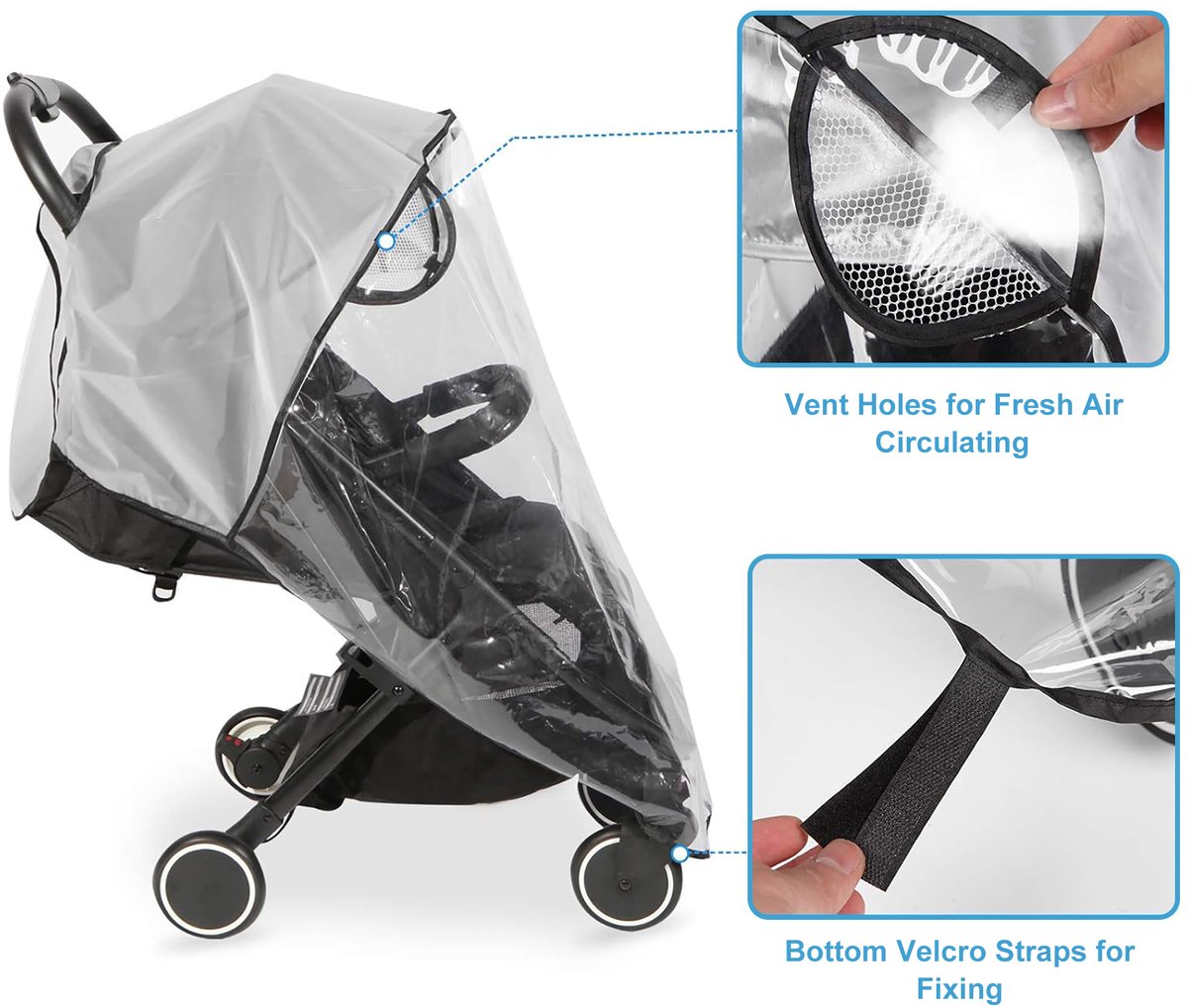 YONO Regenhoes Kinderwagen Universeel - Buggy Hoes - Wandelwagen - Transparant