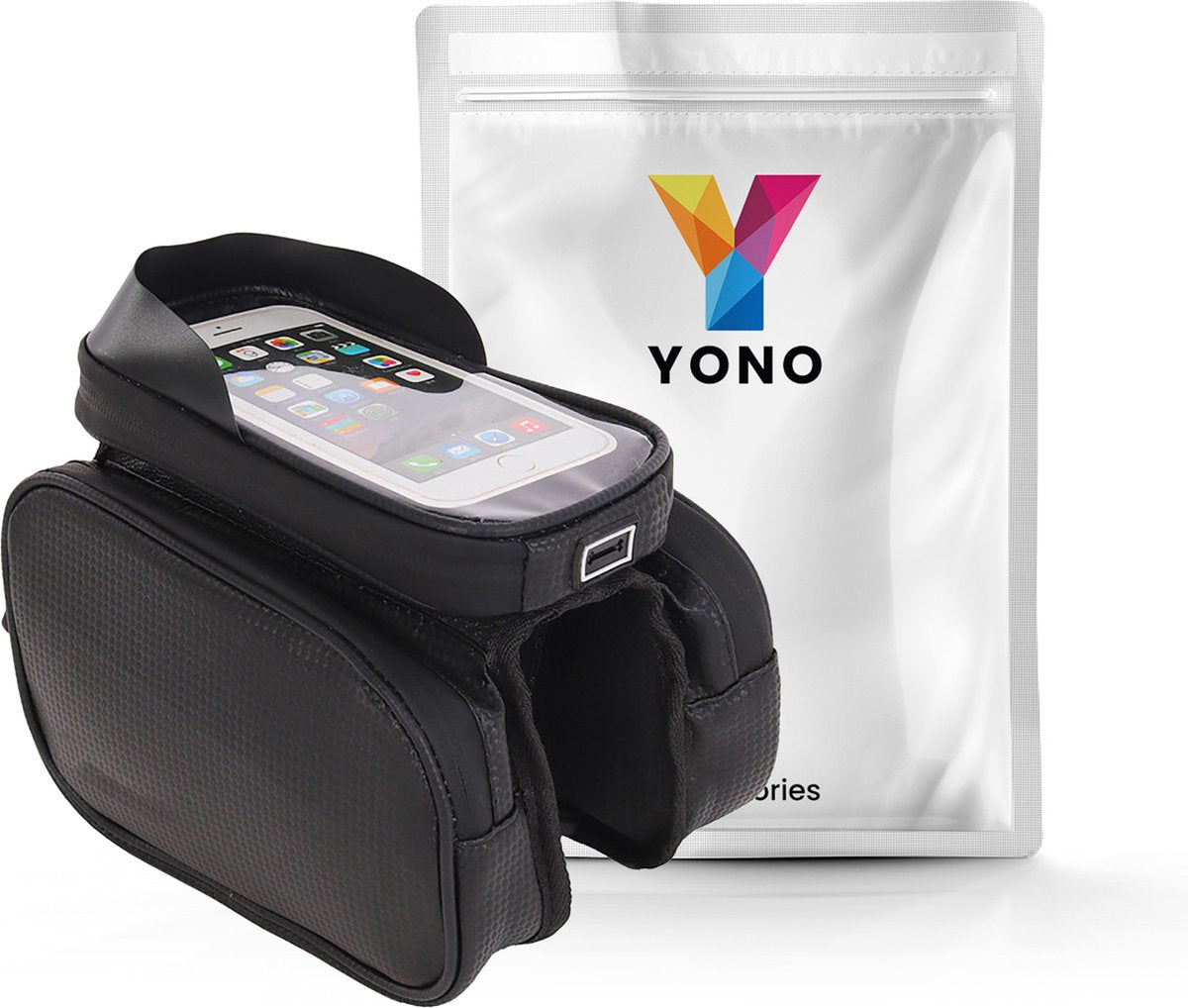 YONO Frame Tas Fiets met Waterdichte Telefoonhouder - Zwart