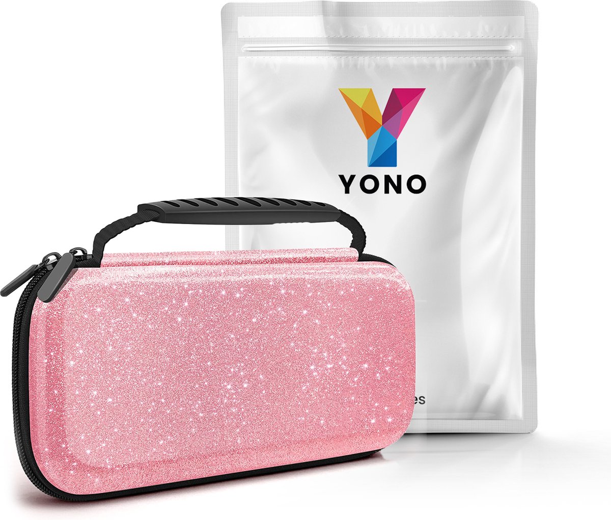 YONO Glitter Case geschikt voor Nintendo Switch / Switch OLED - Opbergtasje Hoesje - Beschermhoes - Rose
