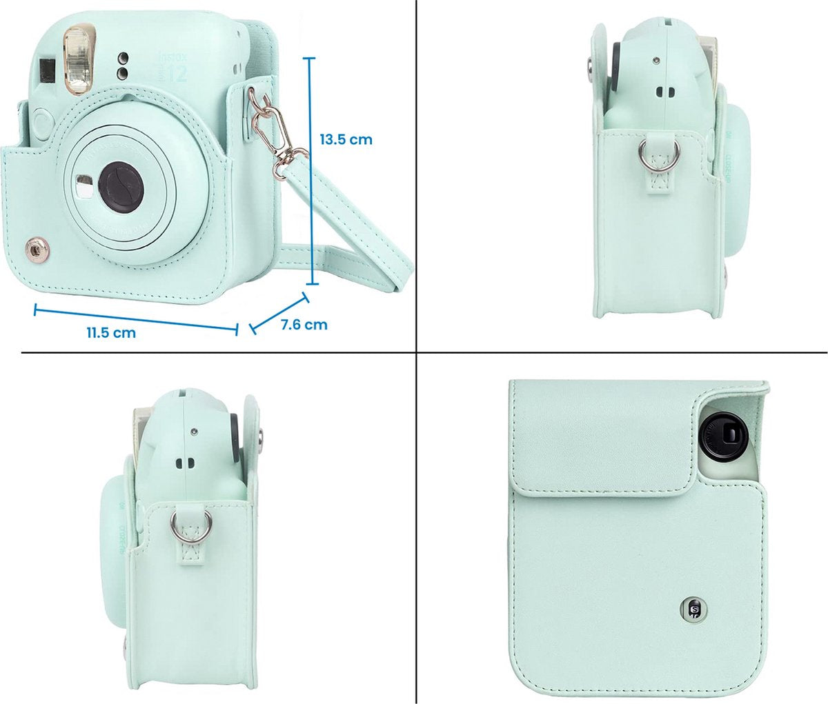 YONO Accessoires Set geschikt voor Fujifilm Instax Mini 12 - Camera Tas met Draagriem - Hoesje en Fotoalbum - Mint Groen
