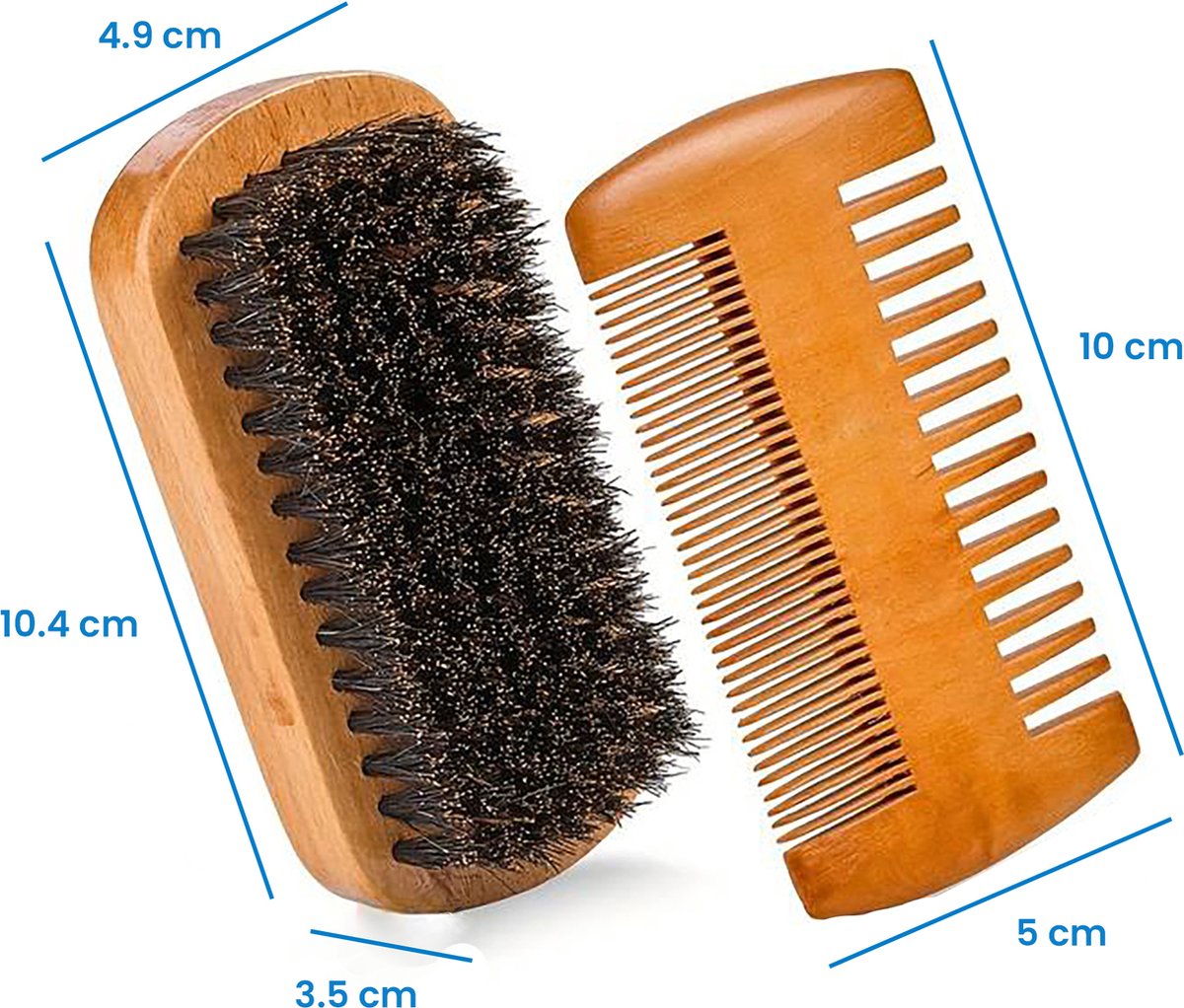 YONO Baard Kam en Borstel - Baardschaar - Baardverzorgingset - Hout