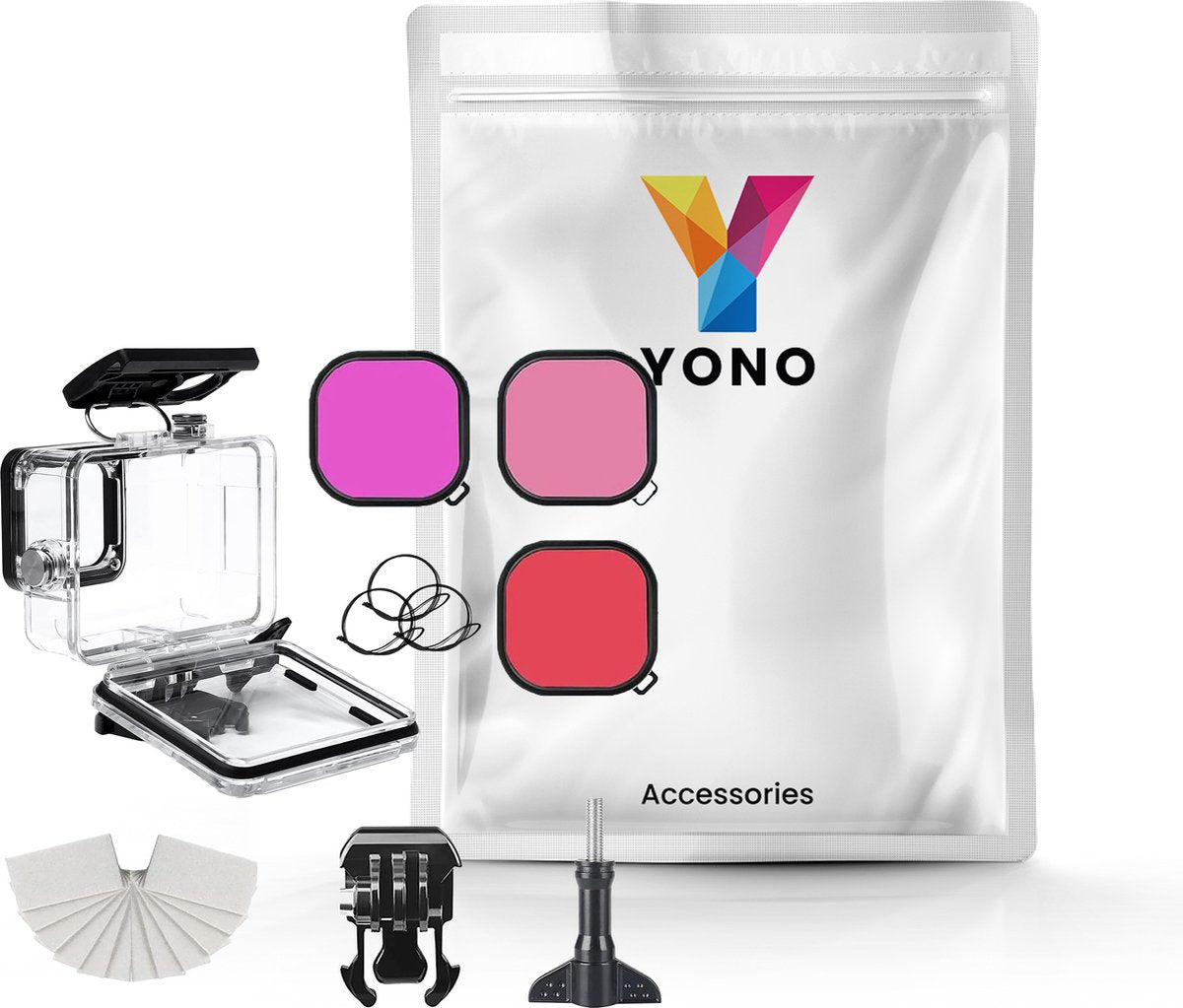 YONO Duik Accessoires Set geschikt voor GoPro Hero 12/11/10/9 - Behuizing Case Waterdicht / Filters / Anti Fog Inserts - 7in1