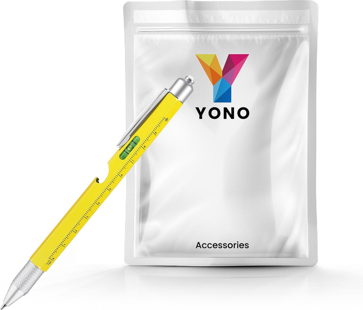 YONO Multitool Pen - Liniaal - Waterpas - Schroevendraaier - Zaklamp - Opener - Stylus - 9in1