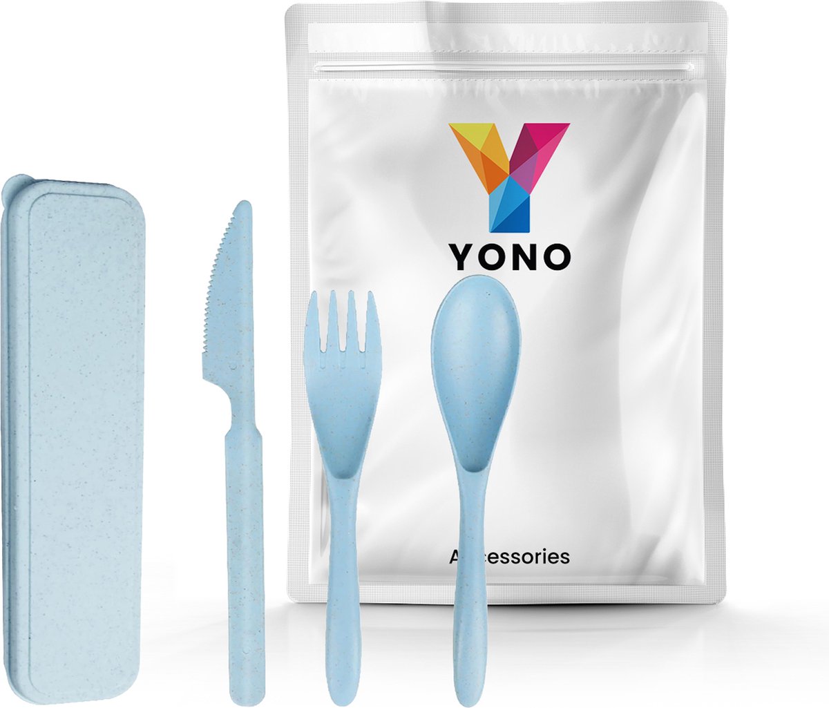 YONO Camping Bestek Set - Outdoor Eetgerei Meeneem Set - Reis Lepel, Vork en Mes - Blauw