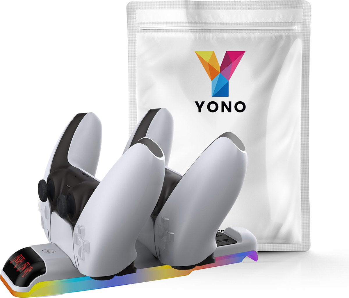 YONO Oplaadstation geschikt voor PS5 Controller DualSense - Oplader Laadstation Accessoires voor Playstation 5 SLIM - Inclusief RGB Verlichting