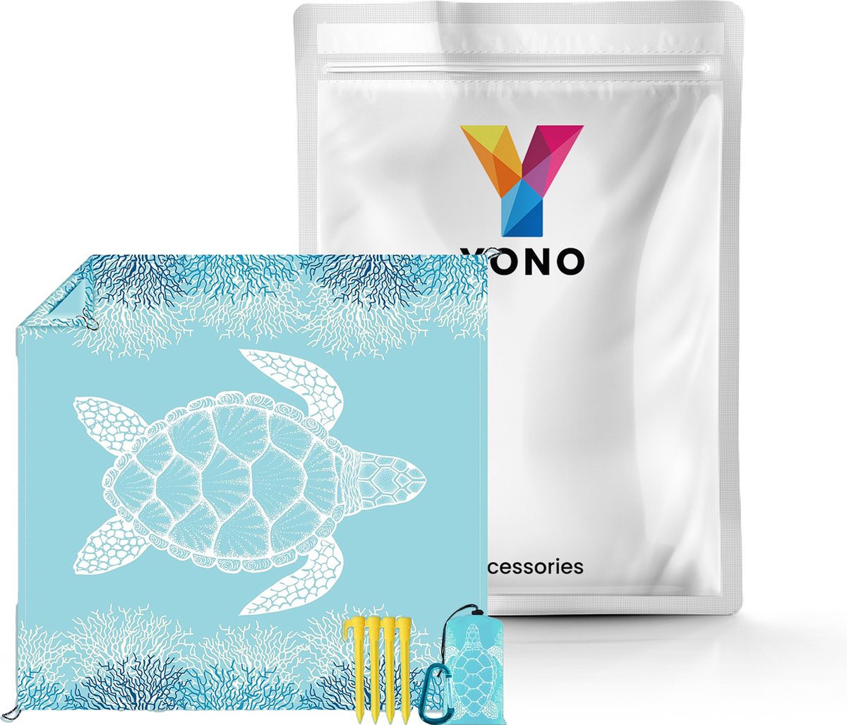 YONO Strandlaken XXL - Strandkleed Compact en Lichtgewicht - 200x200 cm - Picknickkleed - Lichtblauw