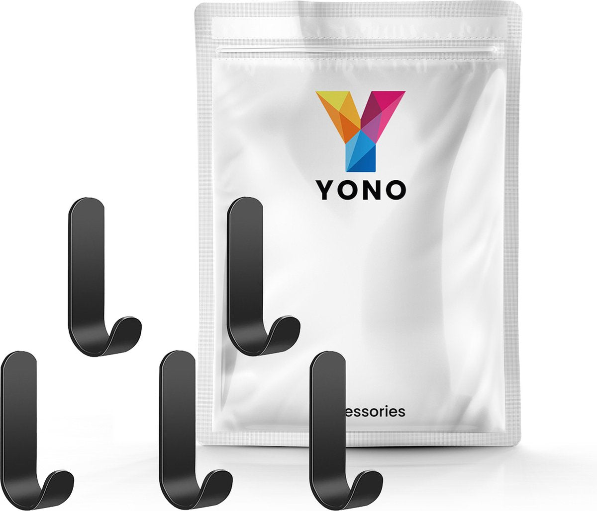 YONO Ophanghaken Zelfklevend - Plakhaakjes - Ophanghaakjes - Haak voor Wand / Muur / Deur - 5 Stuks - Zwart