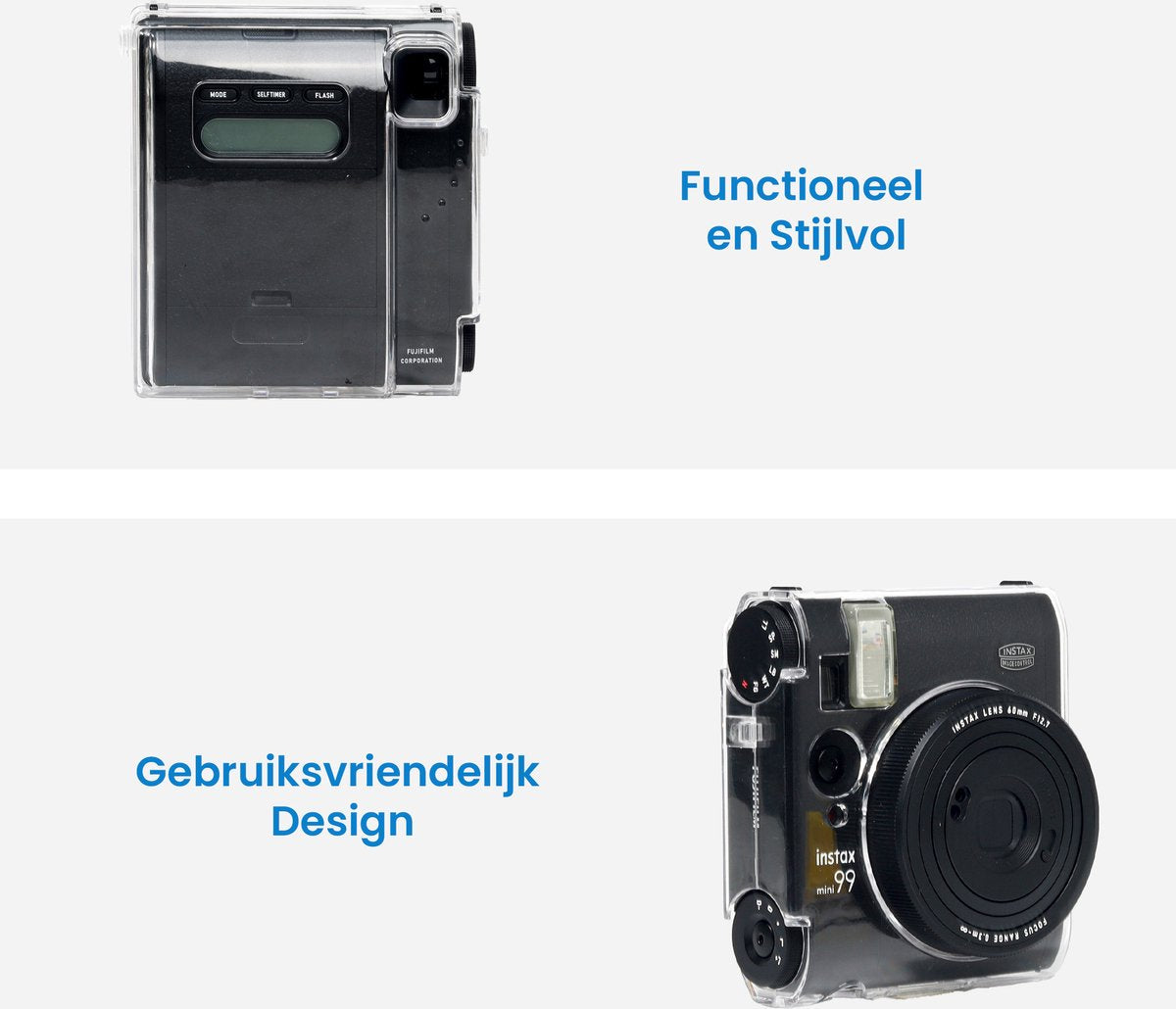 YONO Case geschikt voor Fujifilm Instax Mini 99 - Hoesje met Schouderriem - Transparant
