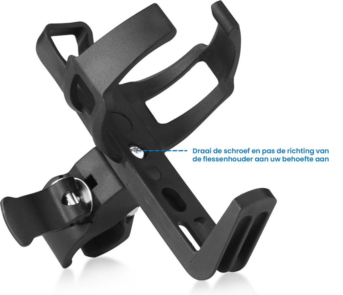 YONO Bidonhouder met Klem - Universeel geschikt voor Fiets / Racefiets / Mountainbike / Kinderwagen / Buggy - Flessen / Beker Houder Verstelbaar - Zwart