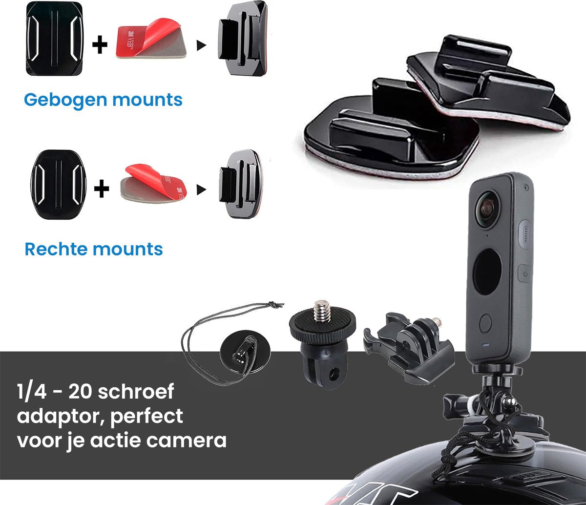YONO Mounts Set geschikt voor GoPro - Grab Bag Accessoires en Adapters - 20in1