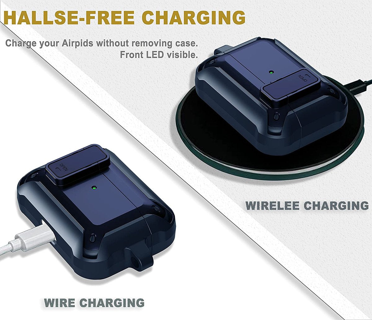 YONO Hoesje geschikt voor Airpods Pro 1 / 2 - Armor Case met Lock - Donkerblauw