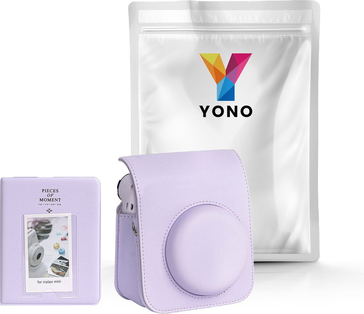 YONO Accessoires Set geschikt voor Fujifilm Instax Mini 12 - Camera Tas met Draagriem - Hoesje en Fotoalbum - Lila Paars