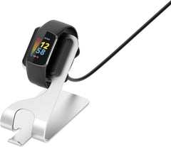 YONO Oplader Dock geschikt voor Fitbit Charge 5 / 6 / Fitbit Luxe - Oplaadstation en Houder - Oplaadkabel - Zilver