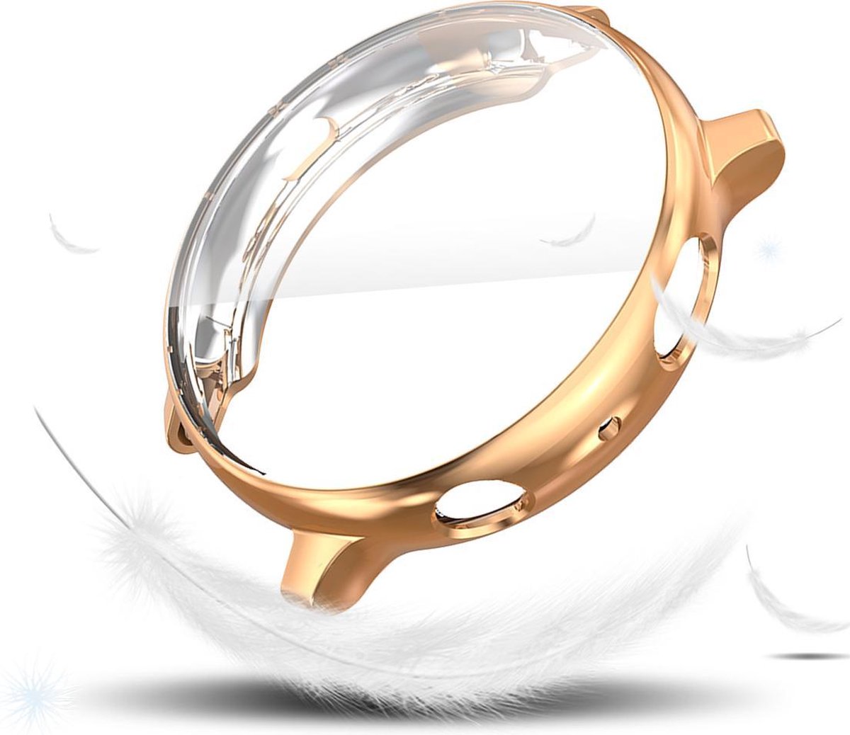 YONO Full Cover Bumper geschikt voor Samsung Galaxy Watch Active 2 44mm – Siliconen Case Screenprotector Hoesje – Rose gold