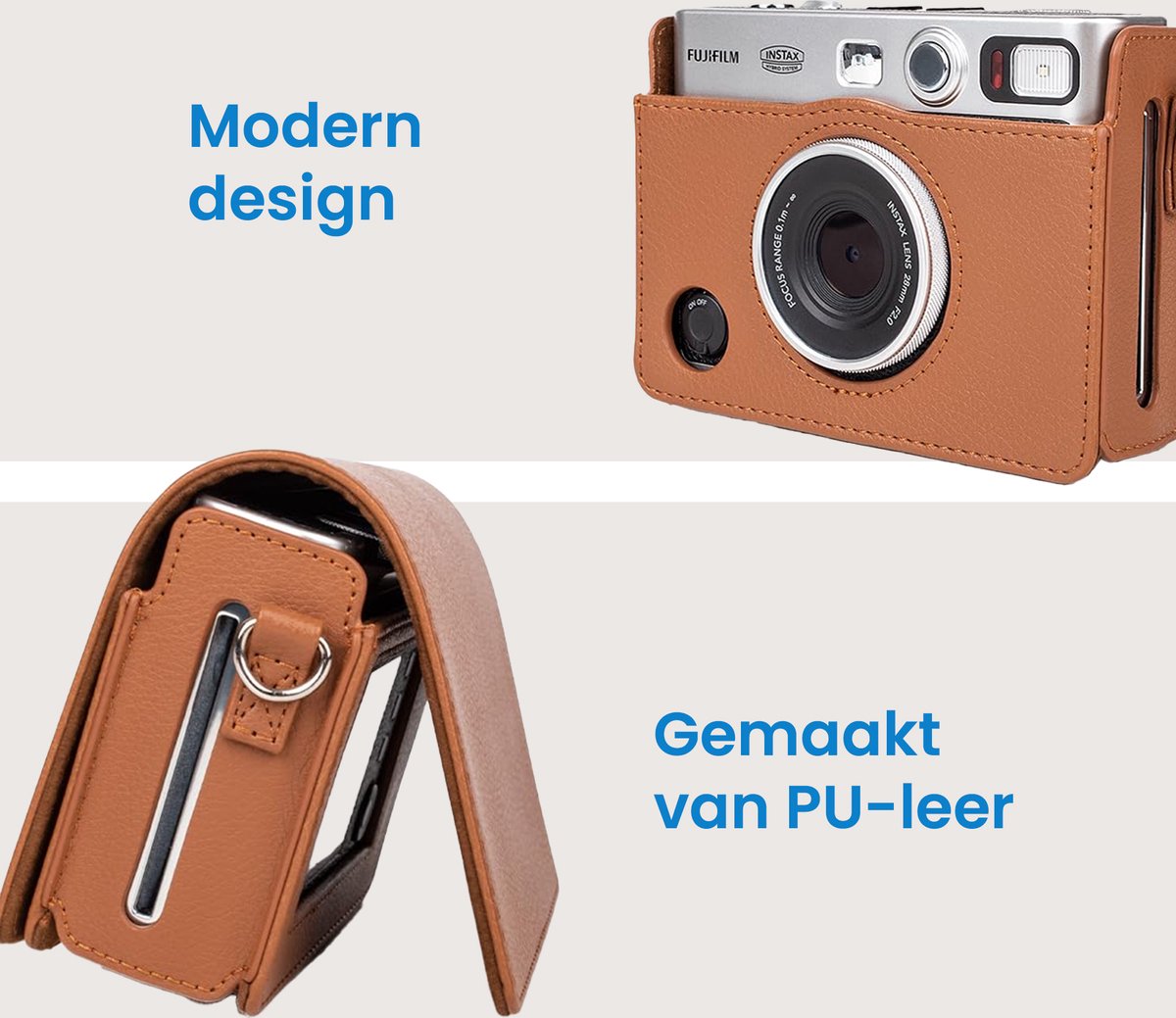 YONO Case geschikt voor Fujifilm Instax Mini EVO - PU Leer Hoesje - Bruin