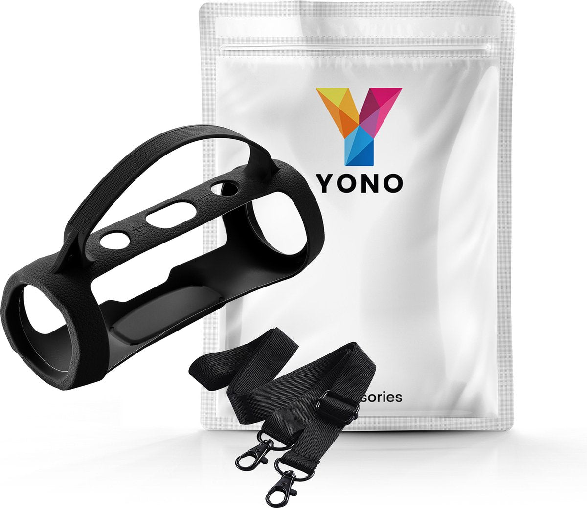 YONO Siliconen Hoes geschikt voor JBL Charge Essential 2 - Case met Draagriem en Handvat - Beschermhoes - Zwart