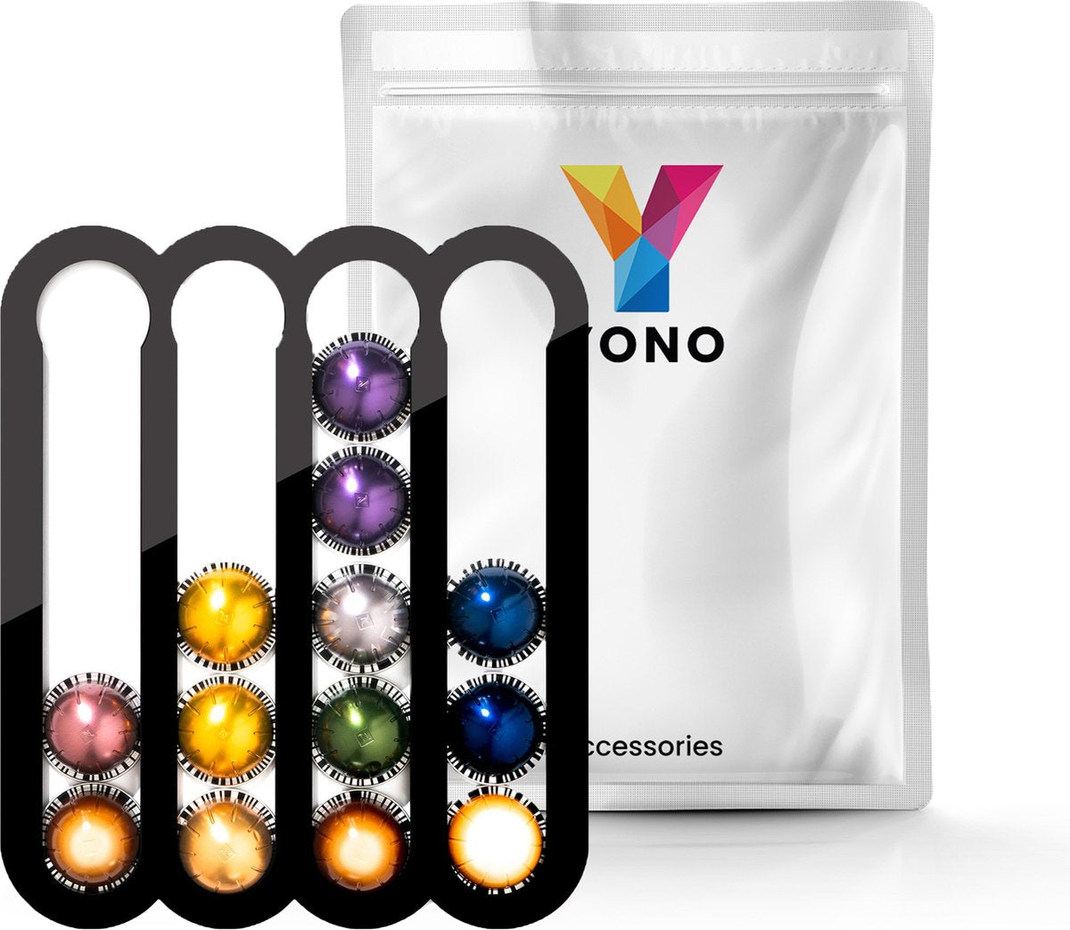YONO Capsulehouder geschikt voor Nespresso Vertuo Capsules - Zelfklevende Wandhouder Cups - Cuphouder - 20 stuks - Zwart
