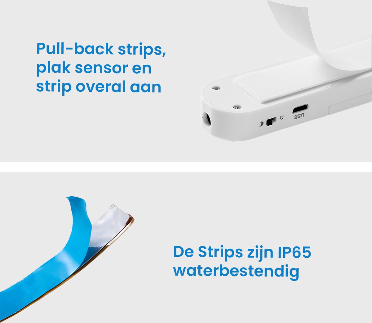 YONO Led Verlichting Strip met Bewegingssensor - Zelfklevend met Sensor voor Binnen - Warm Wit Licht - 1 Meter