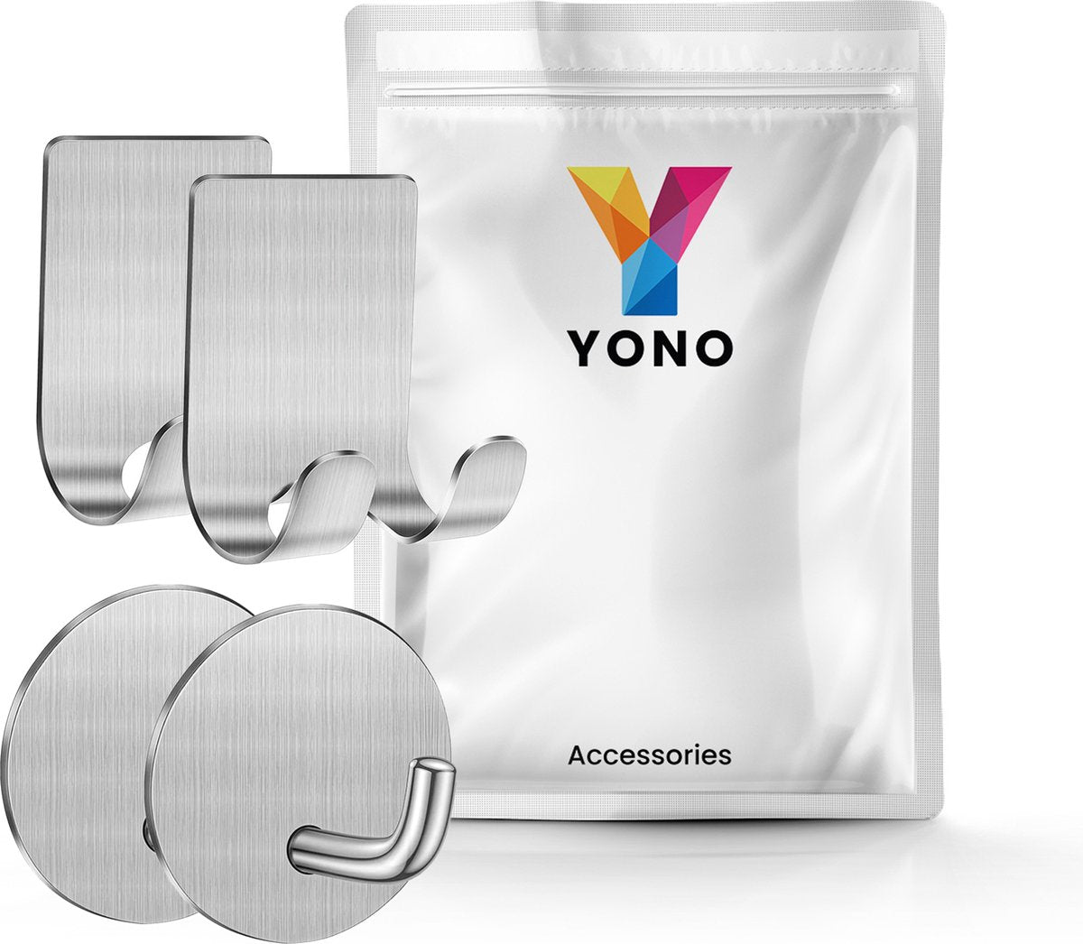 YONO Zelfklevende Haakjes met Scheermeshouder - Wandhaak Badkamer en Douche Ophanghaakjes Zelfklevend - Zilver