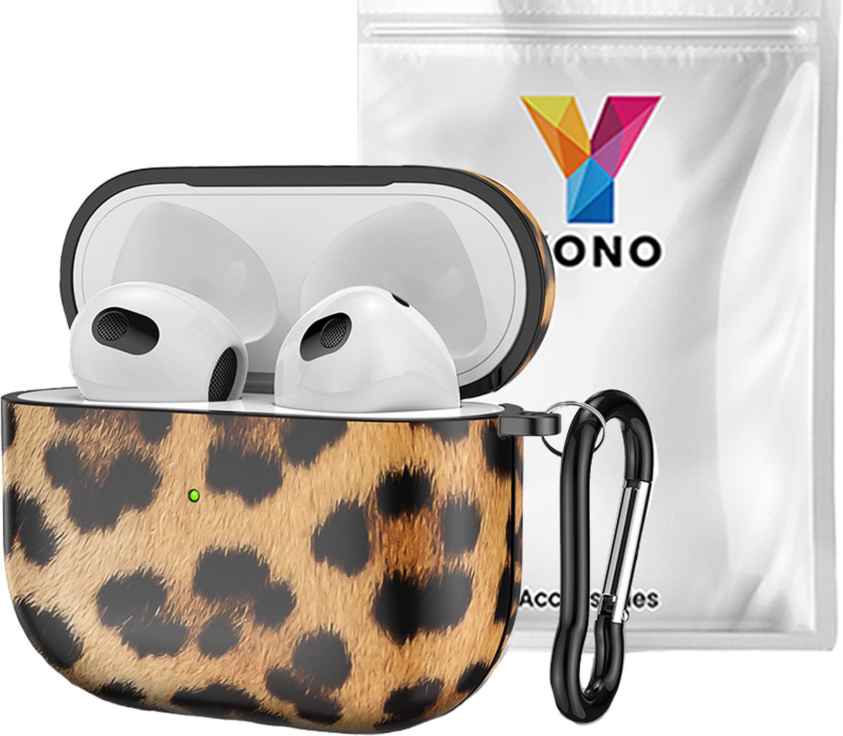 YONO Special Design Hoesje geschikt voor Apple Airpods 3 - Hard Case met Clip - Tijgerprint
