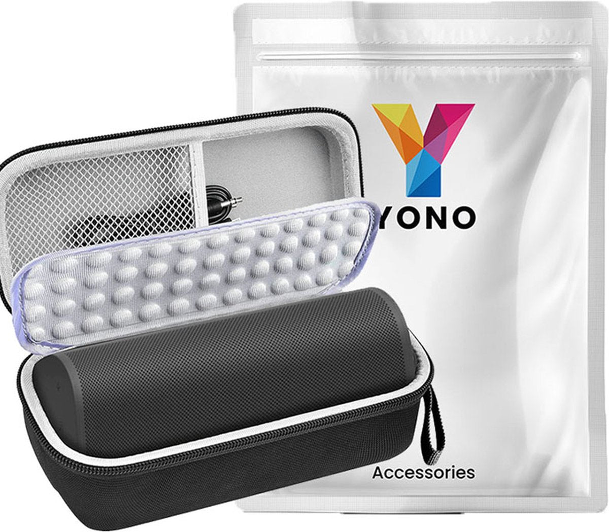 YONO Hoes geschikt voor Sonos Roam - Case Beschermhoes met Accessoires Vak - Zwart