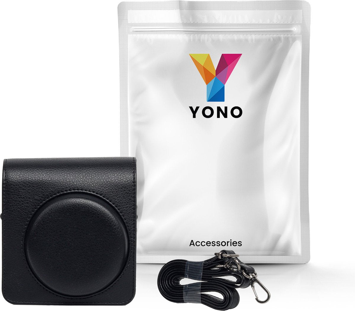 YONO Case geschikt voor Fujifilm Instax Mini 99 - PU Leer Hoesje met Schouderriem - Zwart