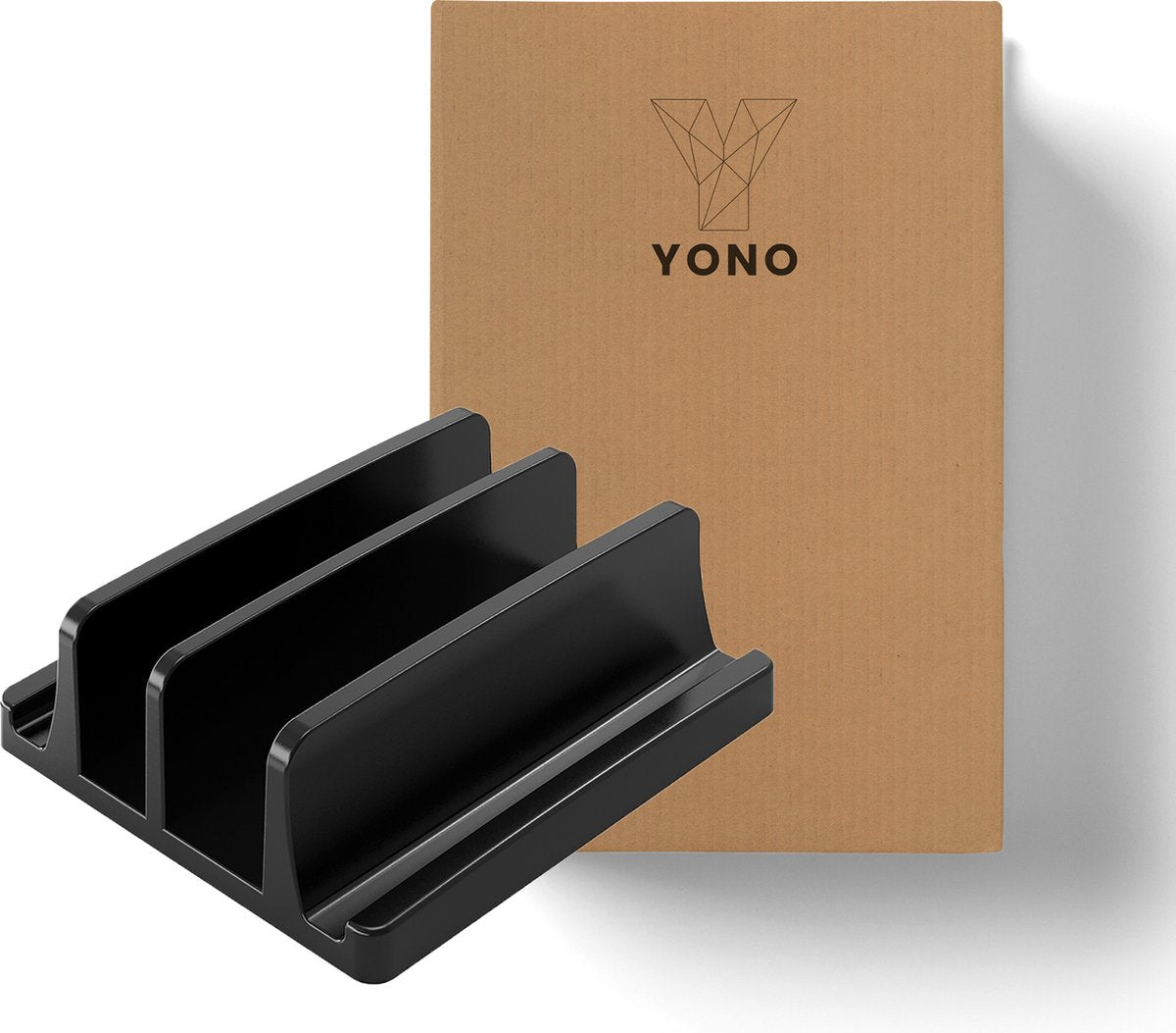 YONO ABS Laptop Standaard Verticaal XL – Verticale Houder voor Bureau / Tablet / Telefoon / Macbook - Zwart