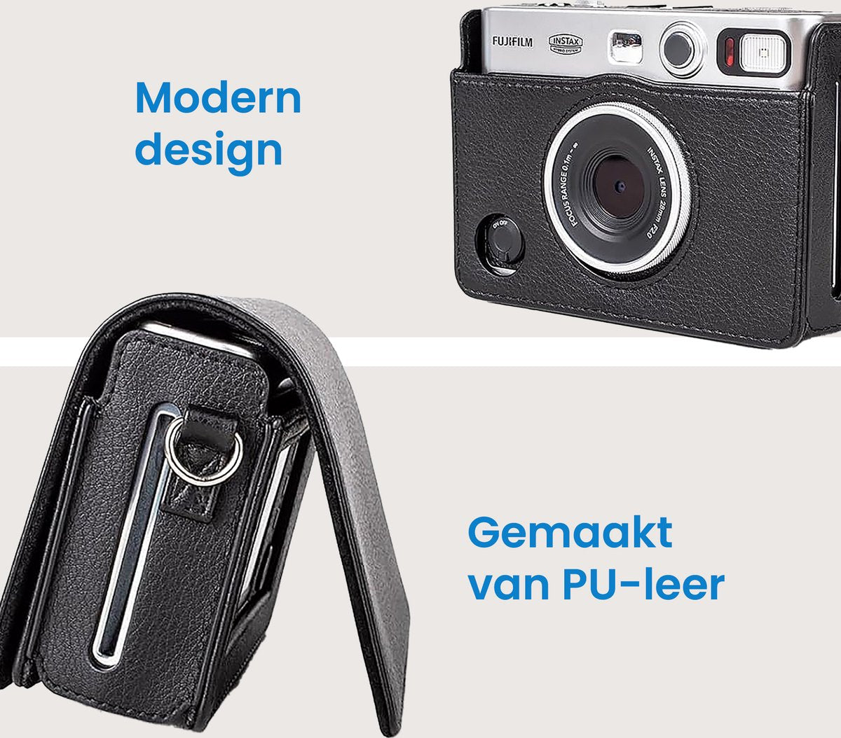 YONO Case geschikt voor Fujifilm Instax Mini EVO - PU Leer Hoesje - Zwart