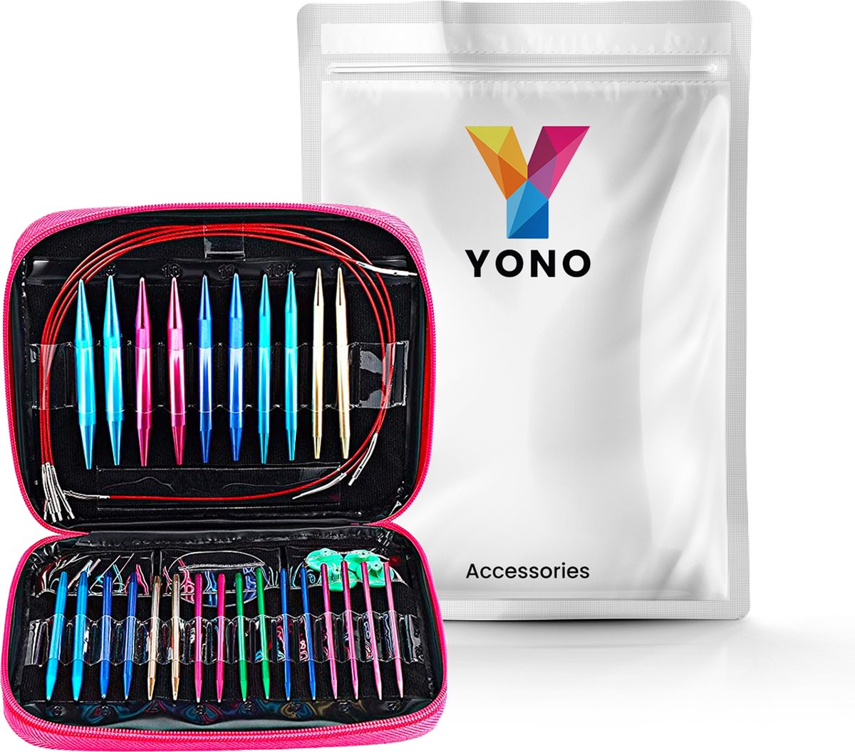 YONO Rondbreinaalden Set Verwisselbaar inclusief Tasje - Breinaalden voor Rondbreien Zonder Kop met Case - 30/38/43/55 Centimeter - 27 Delig