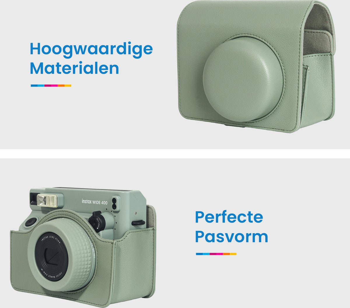 YONO Case geschikt voor Fujifilm Instax Wide 400 - Bescherm Hoes met Draagriem - Salie Groen