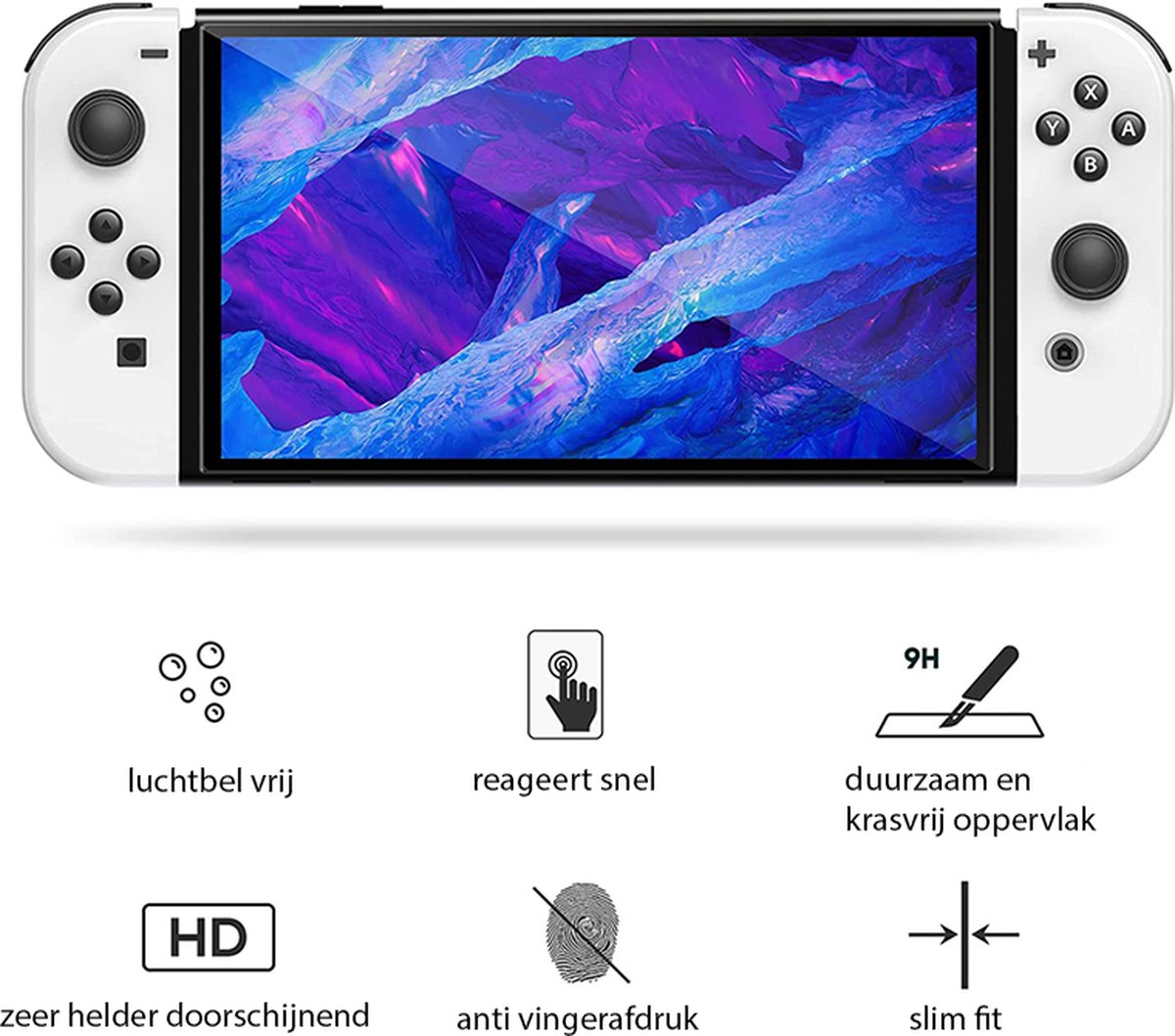 YONO Accessoires Set geschikt voor Nintendo Switch OLED - Grip Case met Thumb Grips - Siliconen Houder geschikt voor Joy Con - Bescherm Hoes - Standaard - Screen Protector Set - 17in1