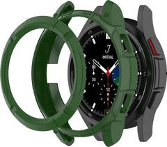 YONO Armor Bumper geschikt voor Samsung Galaxy Watch 4 46mm - Siliconen Case Hoesje met Ringbeschermer - Donkergroen
