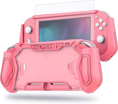 YONO Grip Case geschikt voor Nintendo Switch LITE - Ergonomische Console Hoesje met Screen Protector Glas - Beschermhoes Accessoires - Roze