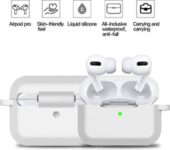 YONO Siliconen Hoesje geschikt voor Apple Airpods Pro 1 / 2 - Met Clip - Wit