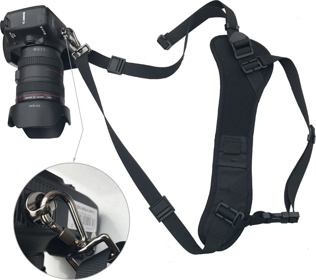 YONO Camera Riem voor Systeemcamera - Luxe Camera Strap geschikt voor Canon - Nikon - Sony - Schouderriem Draagriem Fotocamera - Zwart