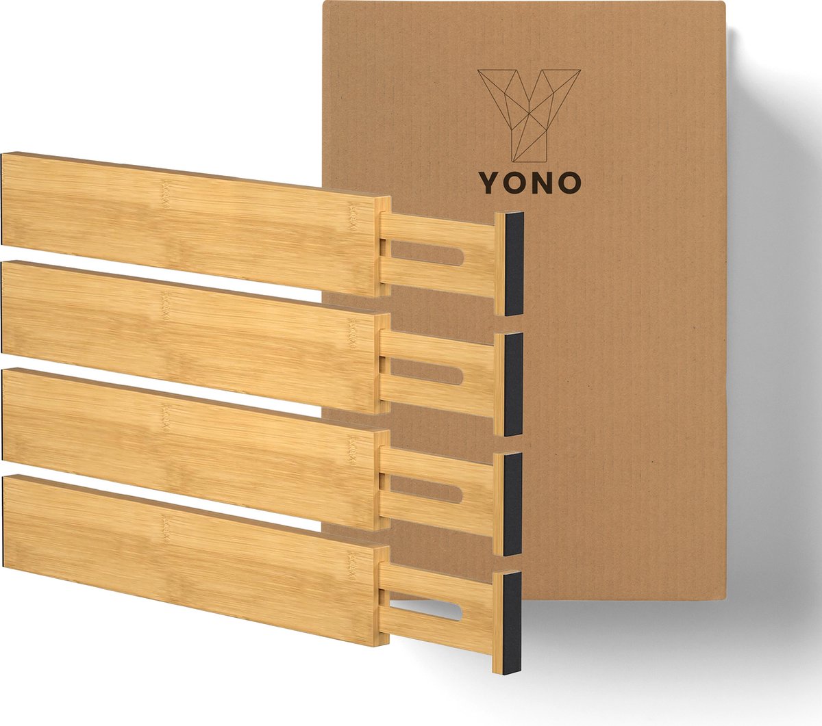 YONO Lade Verdeler Verstelbaar XL - Organizer Uitschuifbaar - Set van 4 - Bamboe