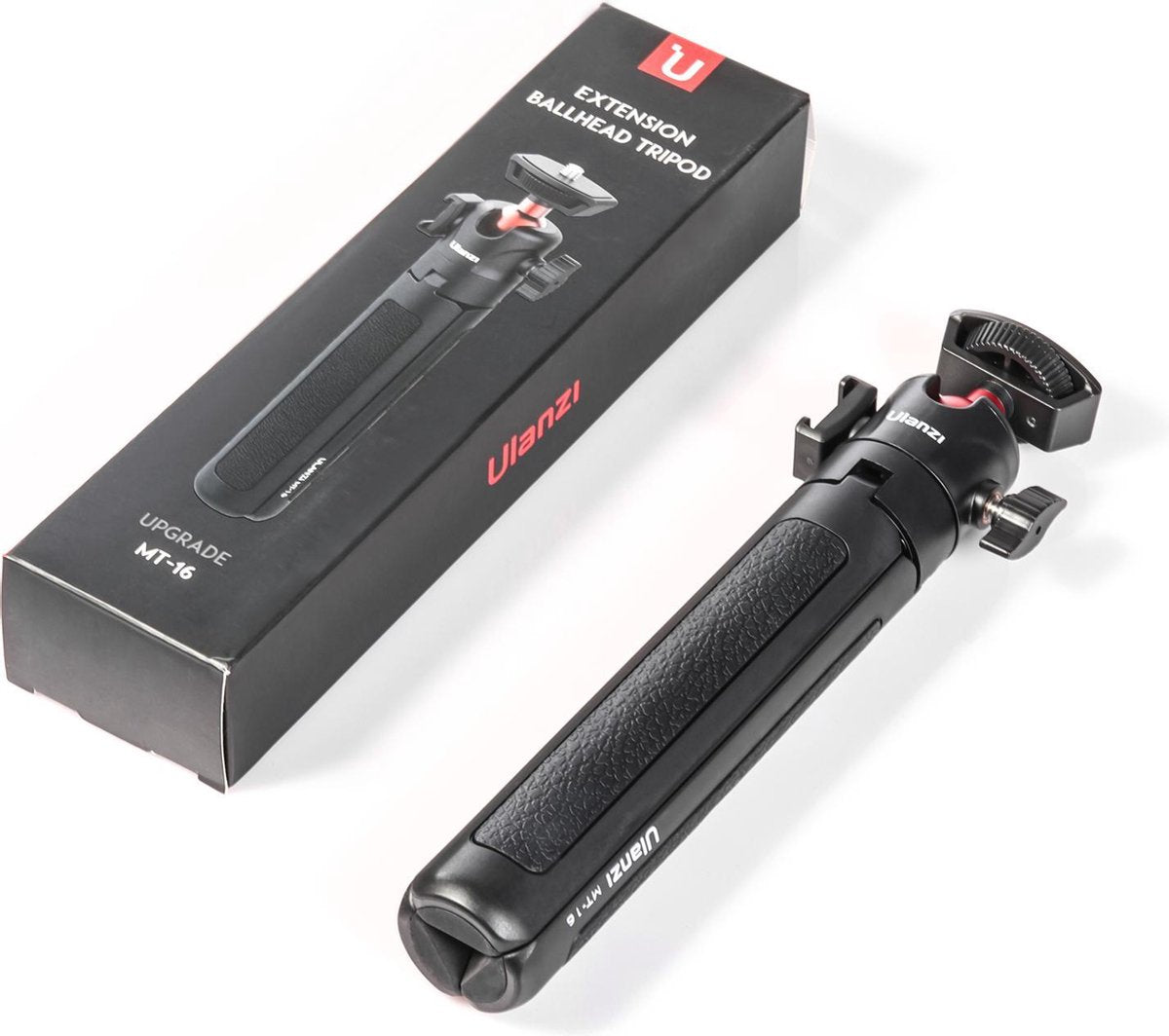 Ulanzi MT-16 Vlog-Statief, Camerahouder & Selfiestick - Uitschuifbaar tot 44 cm - Voor smartphone en camera - met Cold Shoe Mount - Zwart/Rood