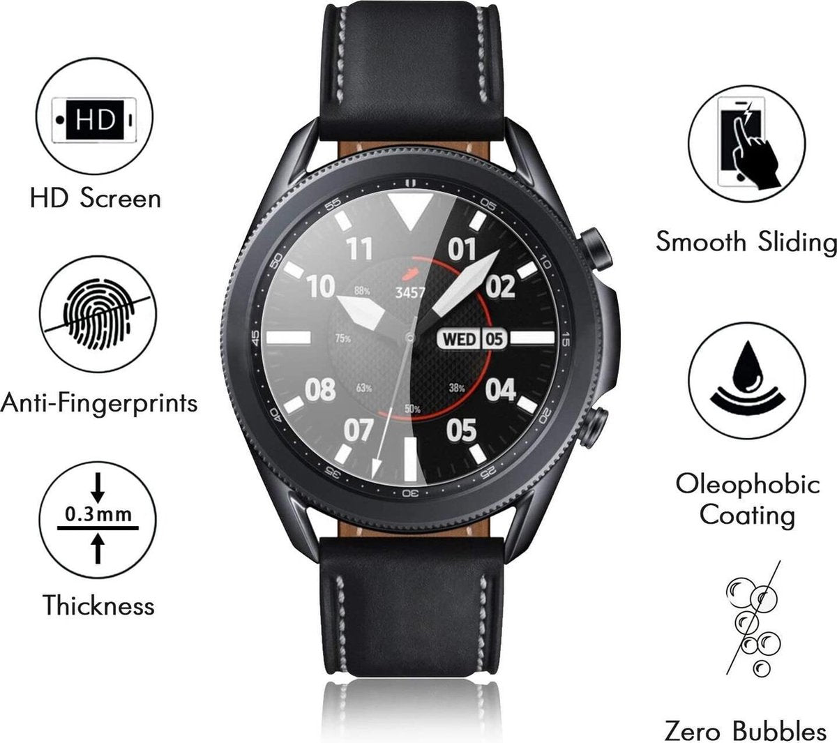 YONO Screenprotector geschikt voor Samsung Galaxy Watch 3 41mm – Bescherm Folie 3-Pack