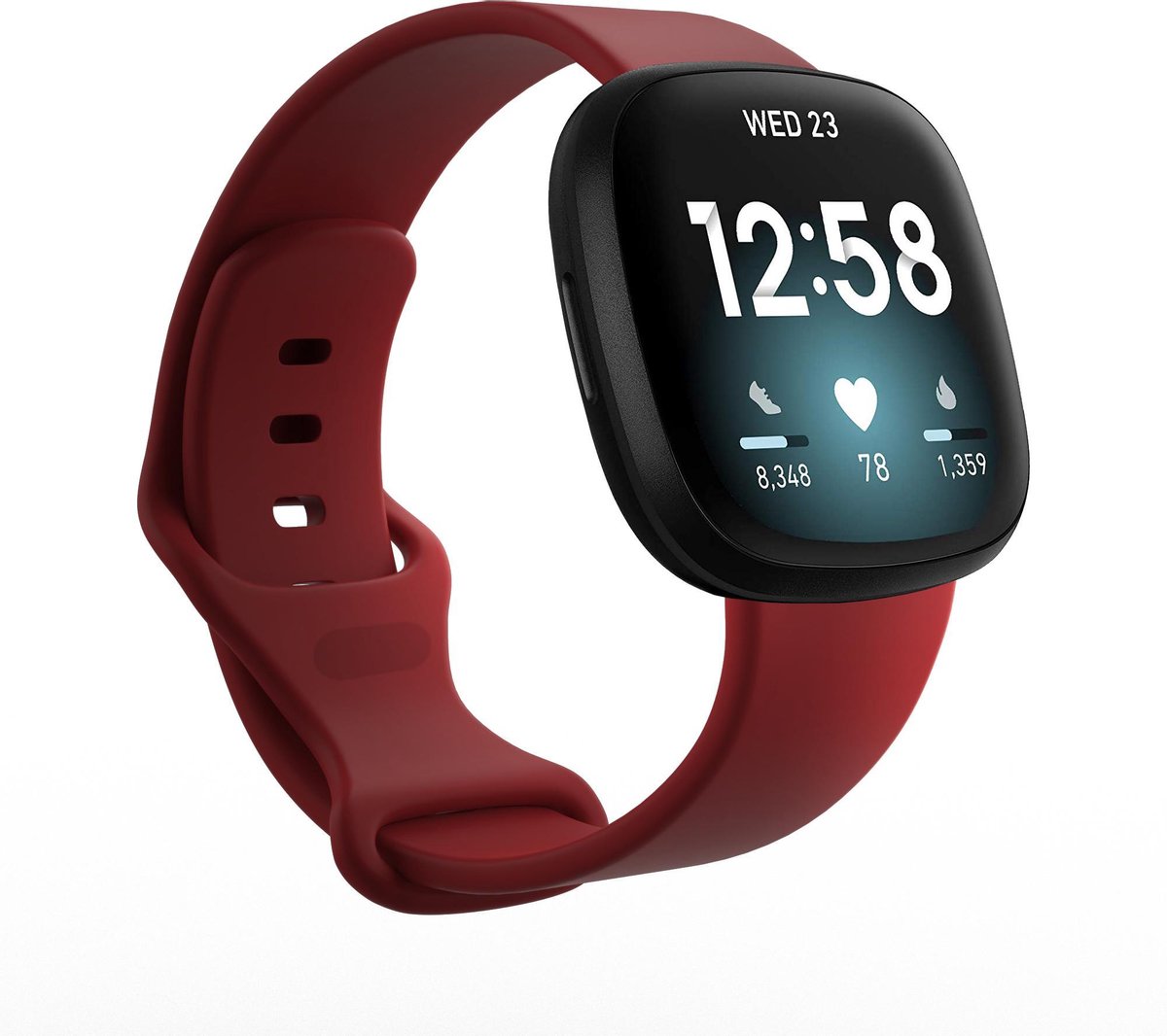 YONO Bandje geschikt voor Fitbit Versa 4 / 3 / Sense – Siliconen – Donkerrood – Small