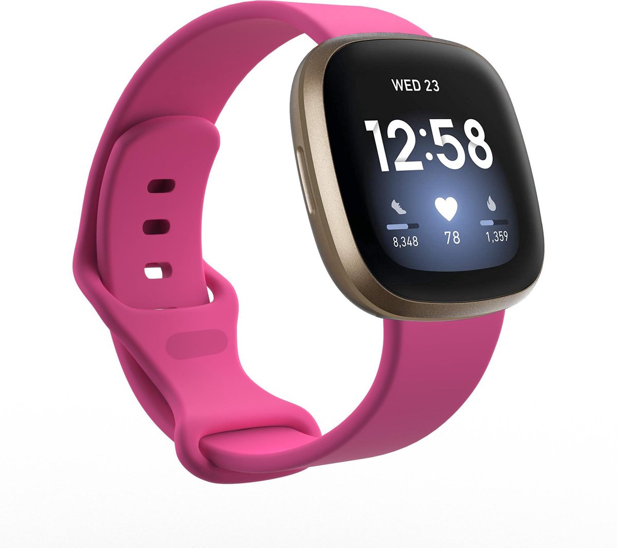 YONO Bandje geschikt voor Fitbit Versa 4 / 3 / Sense – Siliconen – Felroze – Large