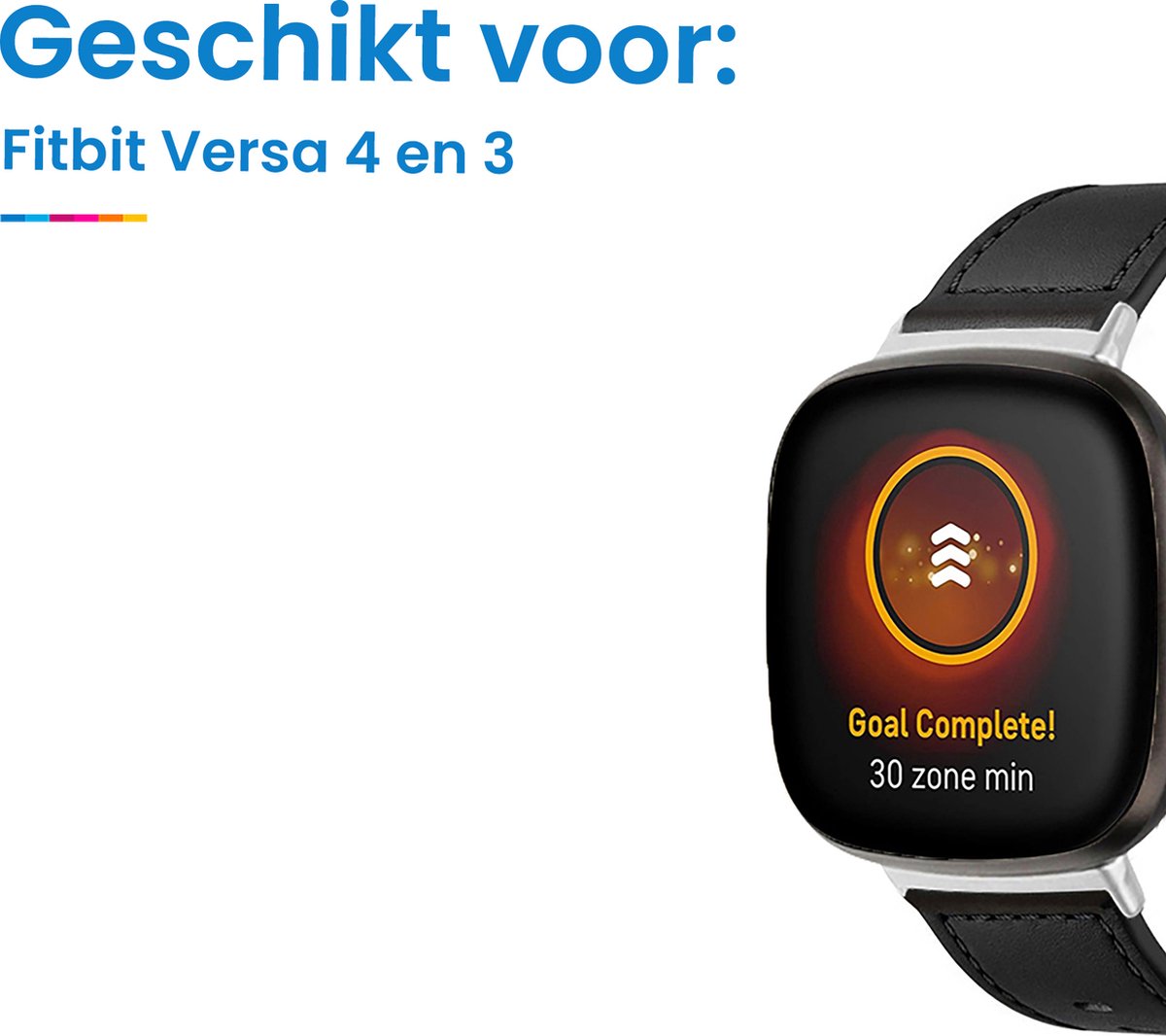 YONO Leer Bandje geschikt voor Fitbit Versa 4 / 3 - Luxe Leren Armband - Zwart