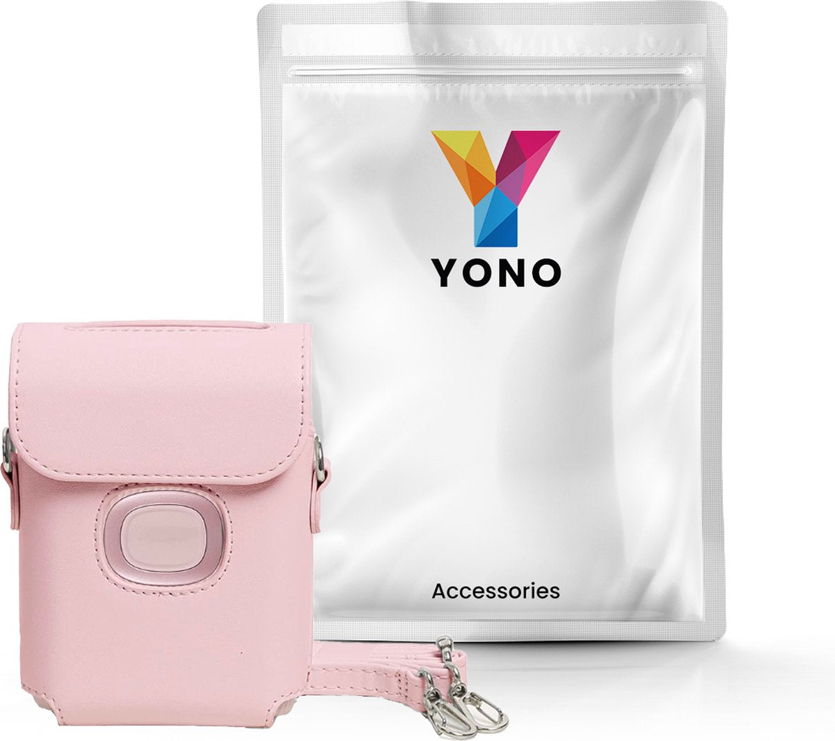 YONO Case geschikt voor Fujifilm Instax Mini Link 2 - Leren Hoesje met Draagriem - Tasje - Beschermhoes - Roze
