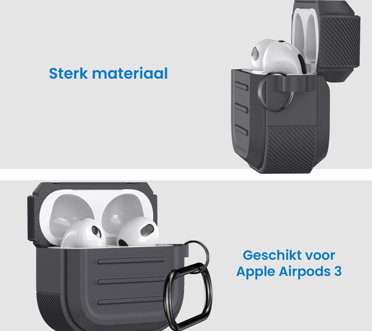 YONO Hoesje geschikt voor Apple Airpods 3 - Army Case - Grijs