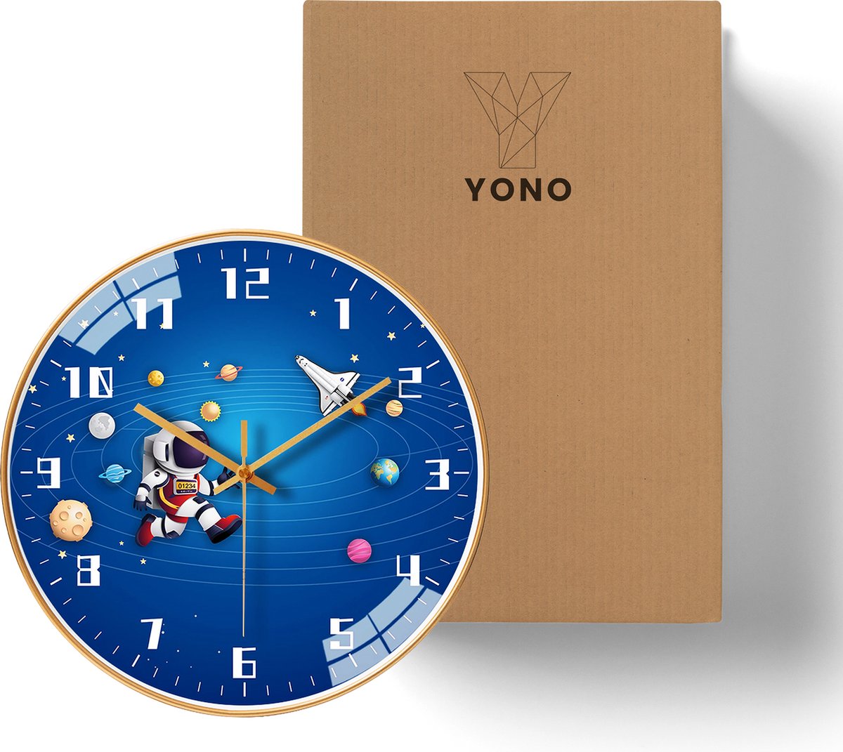 YONO Wandklok voor Kinderen - Stille Klok - 30,5 cm - Kosmos