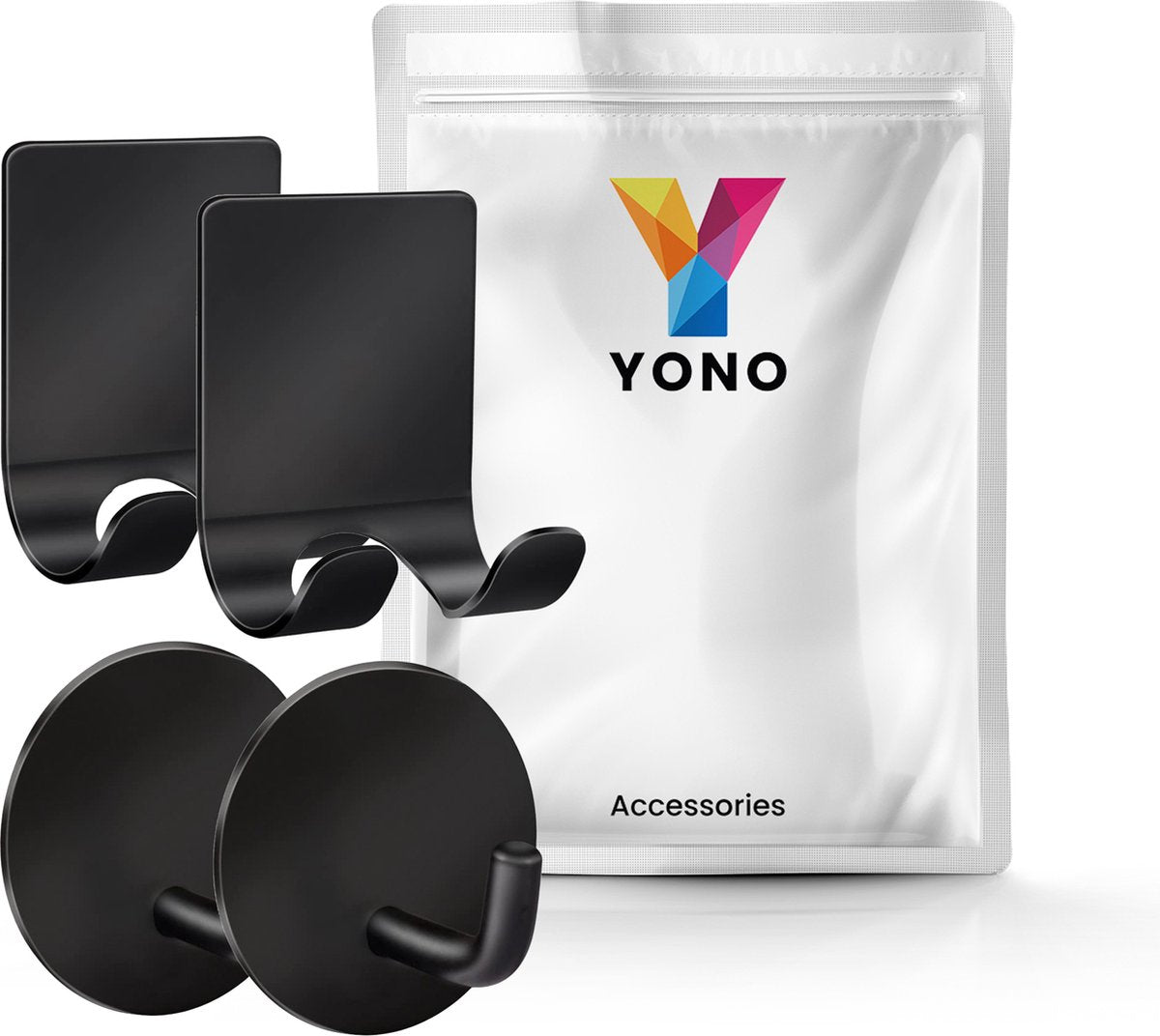 YONO Zelfklevende Haakjes met Scheermeshouder - Wandhaak Badkamer en Douche Ophanghaakjes Zelfklevend - Zwart