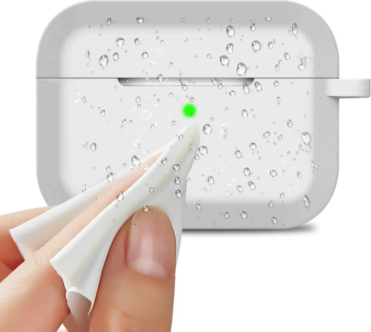 YONO Siliconen Hoesje geschikt voor Apple Airpods Pro 1 / 2 - Met Clip - Wit