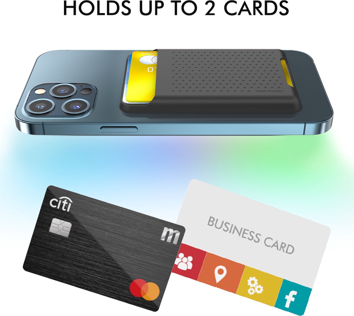 YONO Kaarthouder Siliconen geschikt voor Apple iPhone 14 / 13 / 12 - Magnetische Pasjeshouder Mag-safe - Slim Wallet - Zwart