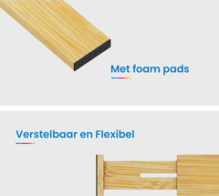 YONO Lade Verdeler Verstelbaar XL - Organizer Uitschuifbaar - Set van 4 - Bamboe