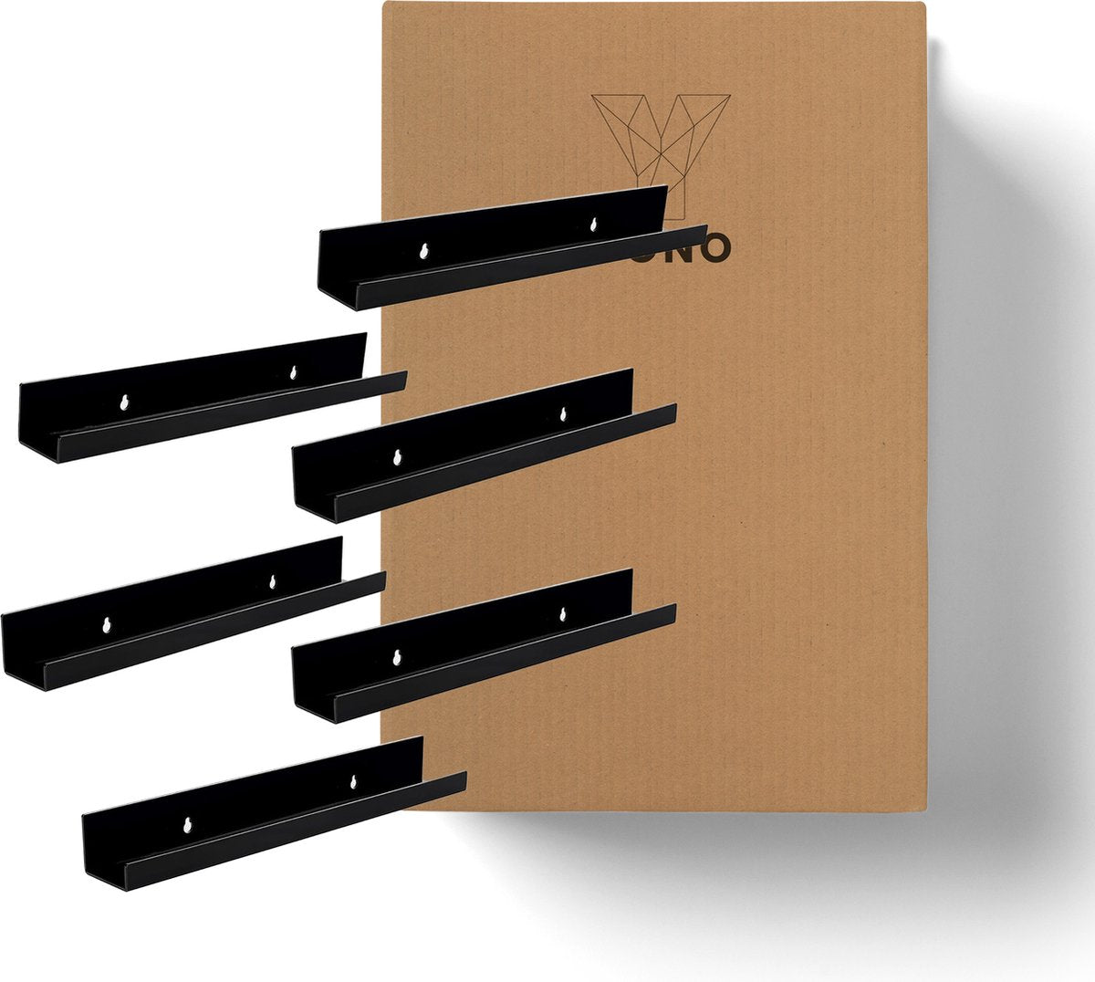 YONO LP Houder aan de Muur XL - Premium Display en Opbergsysteem - Platenhouder - Platenrek - Vinyl Houder - 6 Stuks - Zwart