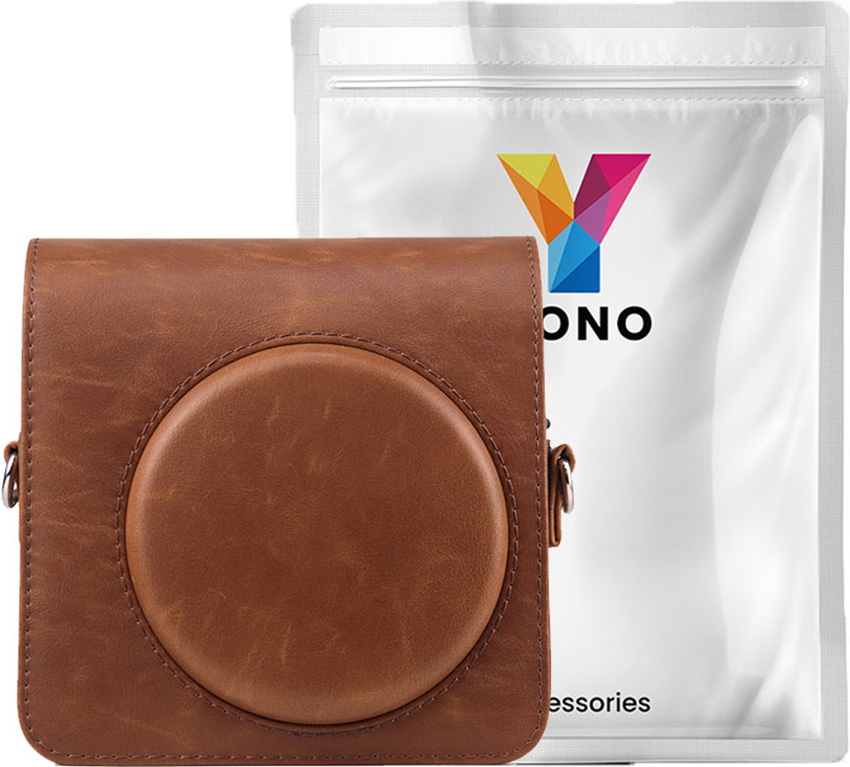 YONO Case geschikt voor Fujifilm Instax Square SQ1 - Hoes met Draagriem - Cameratas - Bruin